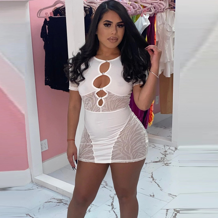 Sexy Hollow Out See-Through Bodycon Night Dress Women Wholesale