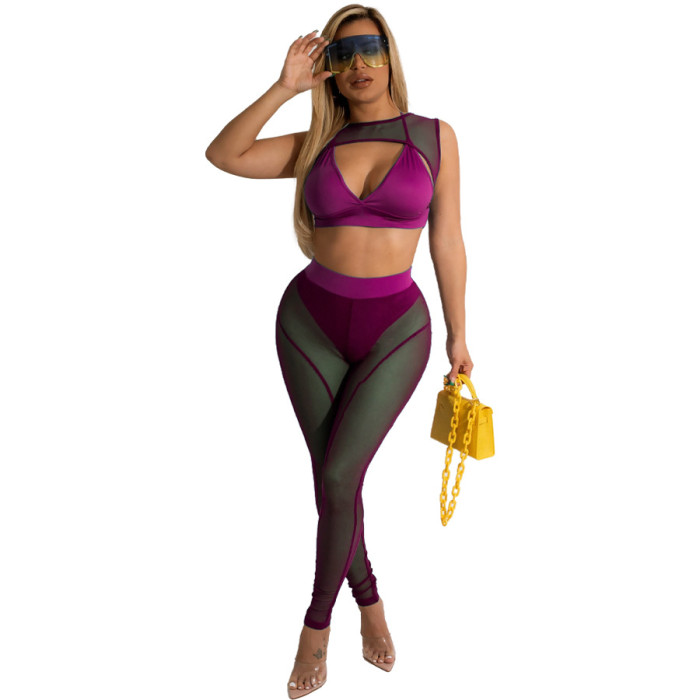 2022 summer European and American women's sexy mesh suit