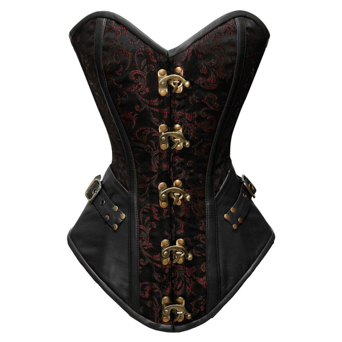 Latex Women Corselet Bustier Steel Boned Overbust Shaperwear Lace Bandage Corset Top Women