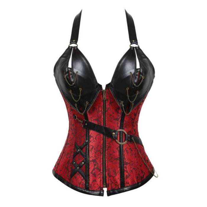 Best Tummy Control Body Shaper Steampunk Corset Vintage Slimming Shapewear Leather Gothic Body Corset With Plastic Top And Vest