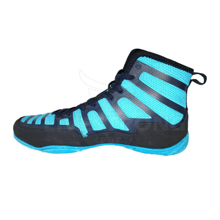 Blue Top Wrestling Lace-up Leather Boxing Shoes
