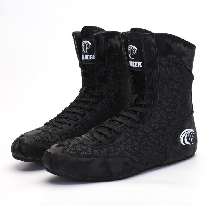Black high-top boxing shoes for womens