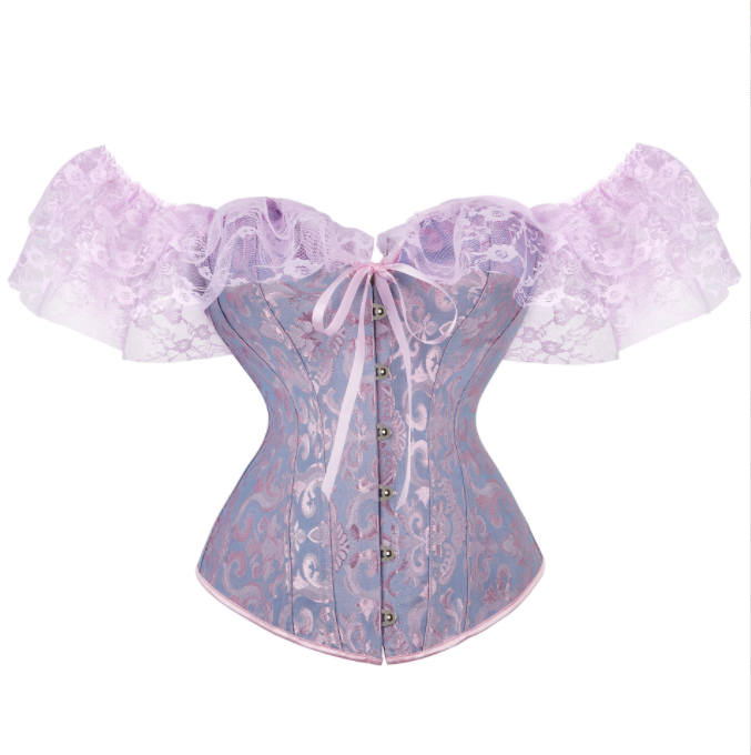 wholesale high quality 2022 women clothes lace masquerade tunic tops short sleeve corset tops for women
