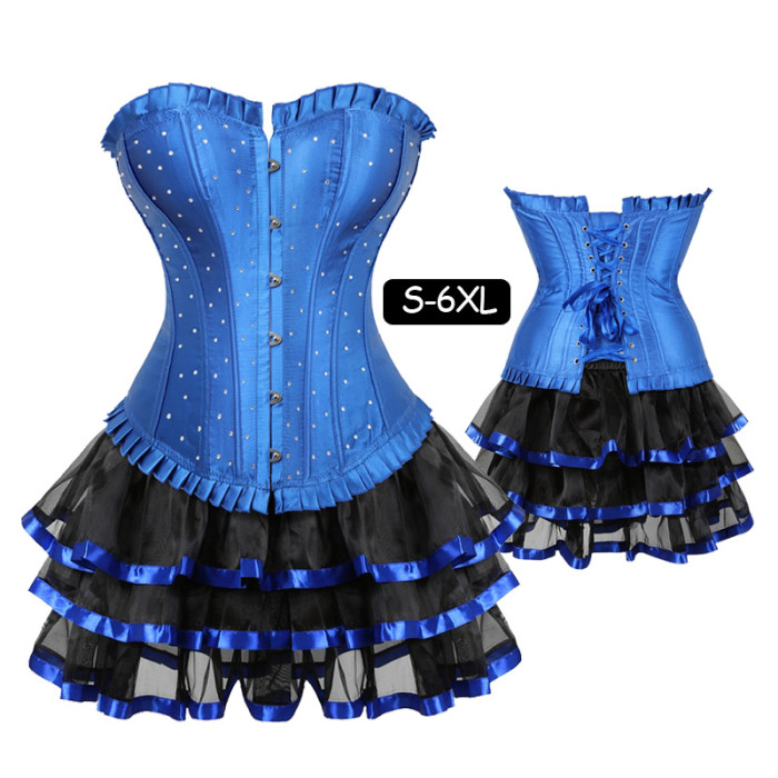 Women's Vintage Steampunk Corset Dress Victorian Retro Gothic Corset Burlesque Lace Corset and Bustiers Costume