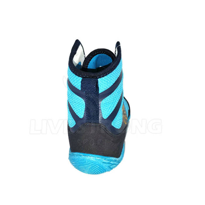 Blue Top Wrestling Lace-up Leather Boxing Shoes