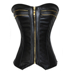 Sexy Steampunk Corsets Bustiers Faux Leather Zipper Corset Overbust Bustier Top Shapewear Shaping Girdle
