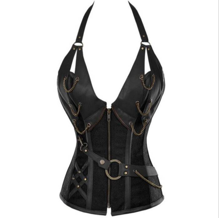 Best Tummy Control Body Shaper Steampunk Corset Vintage Slimming Shapewear Leather Gothic Body Corset With Plastic Top And Vest