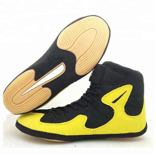 Customize Black&Yellow Wrestling Shoes For Men