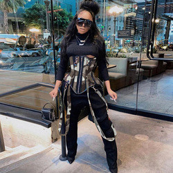 Women Waist Trainer Shapewear High Waist Camouflage Print Zipper Waist Closure Girdle Corsets and Bustiers