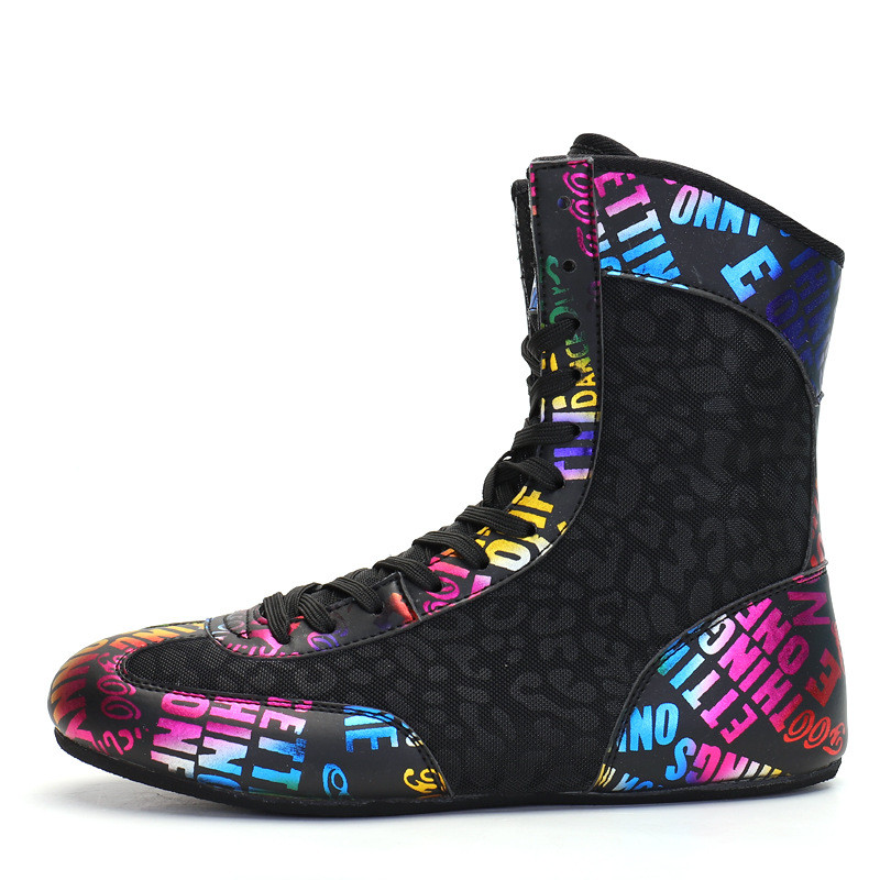 Black high-top boxing shoes for womens