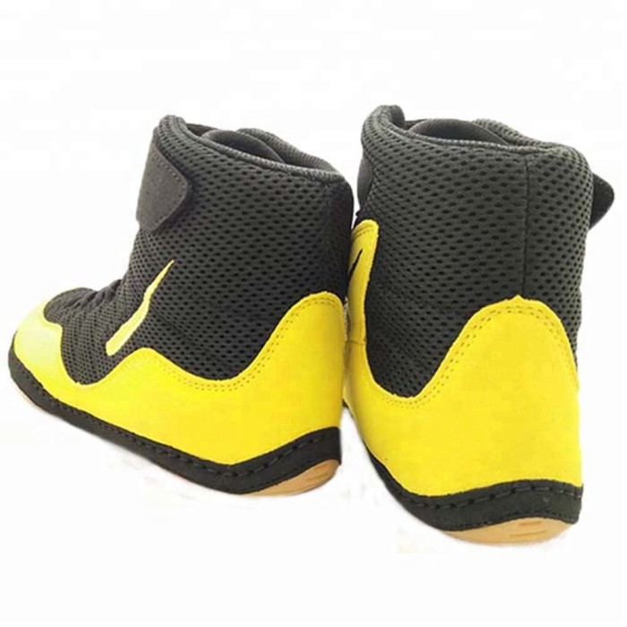 Customize Black&Yellow Wrestling Shoes For Men