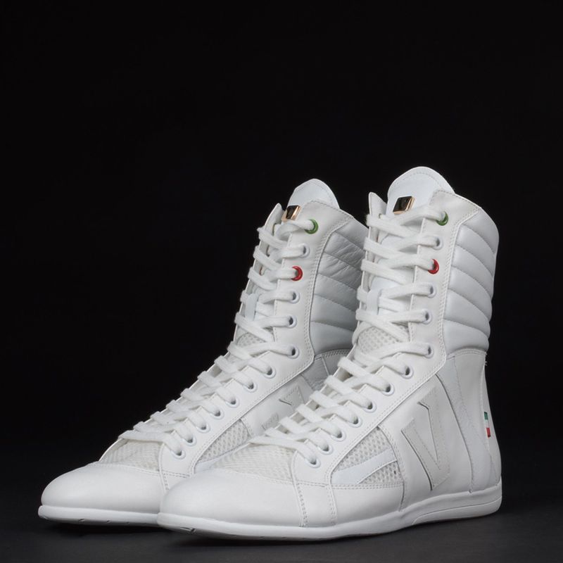 White men's combat fitness shoes high top bodybuilding gym shoes