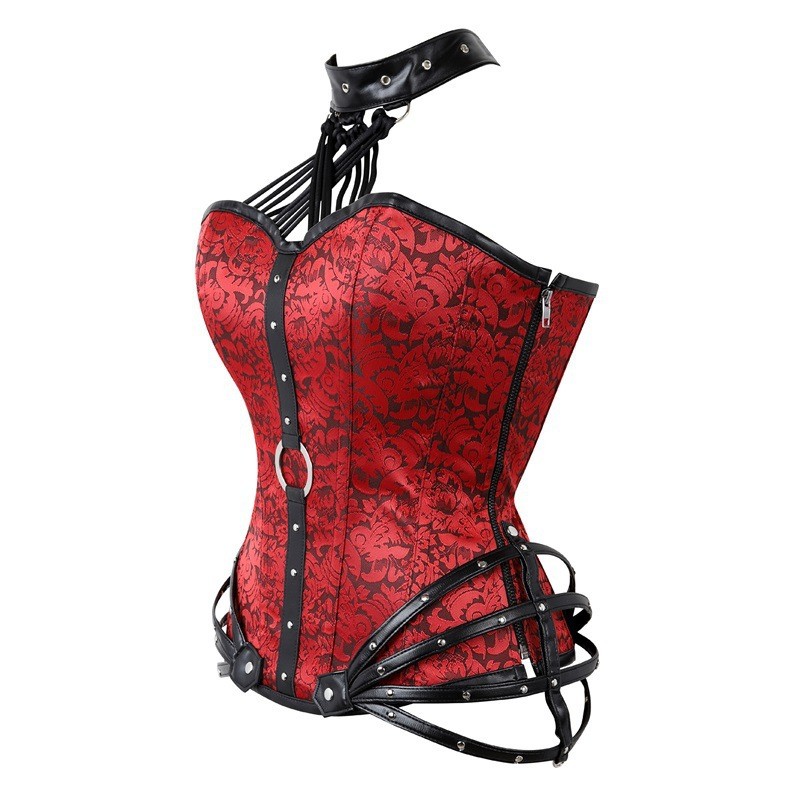 Women Corset Steel bone Sexy Slim Burlesque Satin Body Shaper Overbust Boned Lace upCorset Bustier Overbust Corset