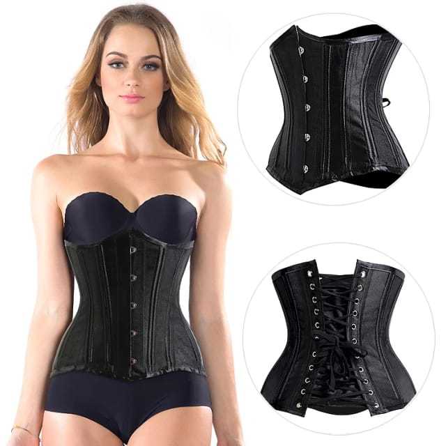 Factory Whole Sale Satin Corset Womens 26 Steel boned Heavy Duty Waist Trainer Underbust Corset Shaper