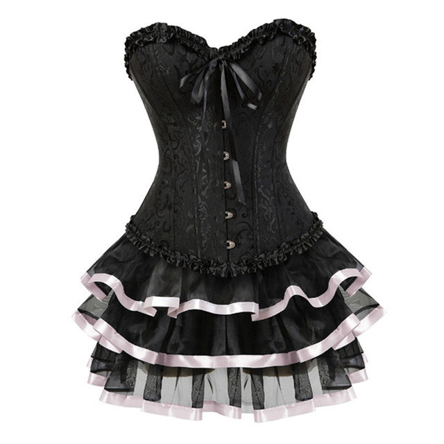 Women's Vintage Steampunk Corset Dress Victorian Retro Gothic Corset Burlesque Lace Corset and Bustiers Costume