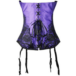 Women Lace Jacquard Overbust Corset Gothic Corset Backless Body Shaper Satin Corset