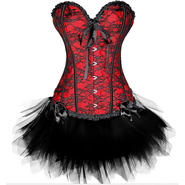 Women's Vintage Steampunk Corset Dress Victorian Retro Gothic Corset Burlesque Lace Corset and Bustiers Costume