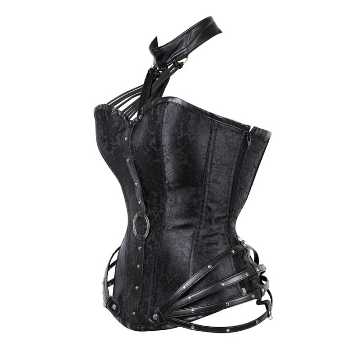 Women Corset Steel bone Sexy Slim Burlesque Satin Body Shaper Overbust Boned Lace upCorset Bustier Overbust Corset