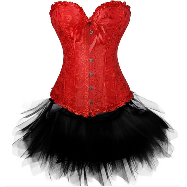 Women's Vintage Steampunk Corset Dress Victorian Retro Gothic Corset Burlesque Lace Corset and Bustiers Costume