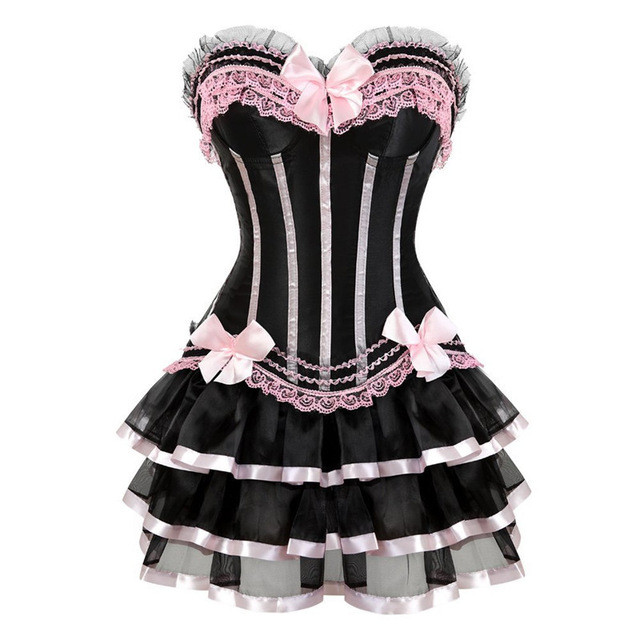 Women's Vintage Steampunk Corset Dress Victorian Retro Gothic Corset Burlesque Lace Corset and Bustiers Costume