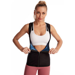 Wholesale Women Sports Zipper Weight Loss Slim Sauna Sweat Vest Tummy Control