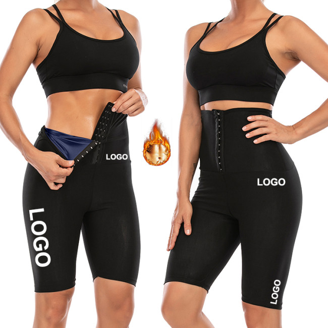 High Waisted Above Knee Vinyl Thermo Sweat Sauna Pants Mid Thigh Waist Trainer Shorts