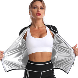 Winter New Weight Loss Fitness Women's Sauna Sweat Jacket Front Zipper Long Sleeve