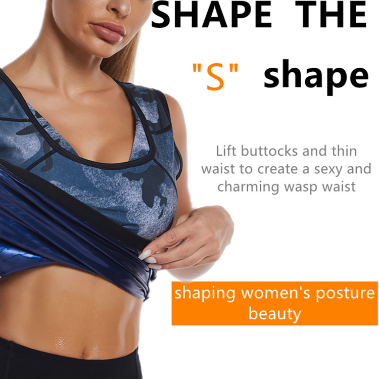 Women Camouflage Print Hot Sweat Body Shaper Sauna Vest Slim Workout Plus Size