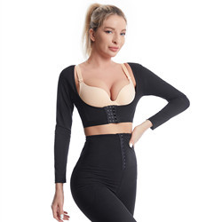 Back Support Women Sauna Suits Tops Long Sleeve Open Bust Fitness Sweat Slim Arm