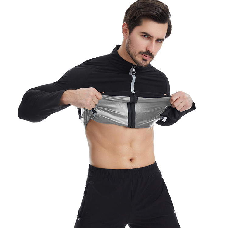 New Custom Logo Men Sauna Jacket Side Pocket Workout Jogging Speed Up Sweat Cloth