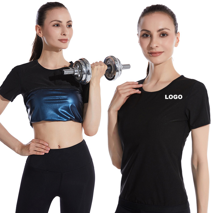 Women's Heat Trapping Shirt Sweat Sauna Suits Compression Gym Top Short Sleeve