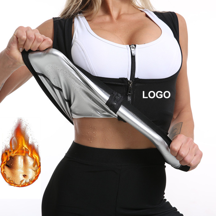 Women Body Shaper U-shaped Sweat Sauna Suit Vest with Zipper Tummy Control Fat Burner