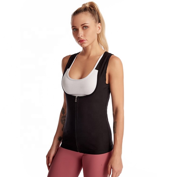 Wholesale Women Sports Zipper Weight Loss Slim Sauna Sweat Vest Tummy Control