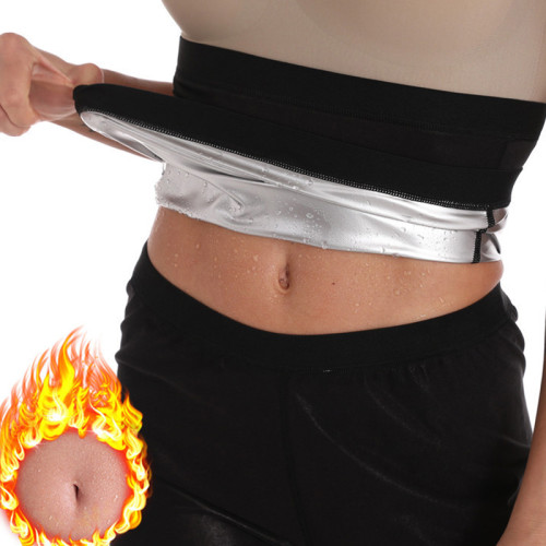 Lightweight Soft Polyester Silver PU Sweat Waist Trimmer Tummy Slim Workout Sauna Belt