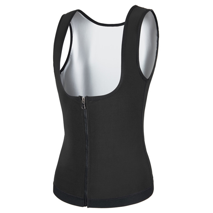 Women Body Shaper U-shaped Sweat Sauna Suit Vest with Zipper Tummy Control Fat Burner