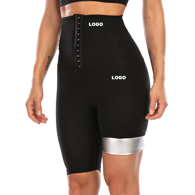 Custom Logo Sweat Compression Short Leggings Waist Trainer Butt Lifter Fitness Women