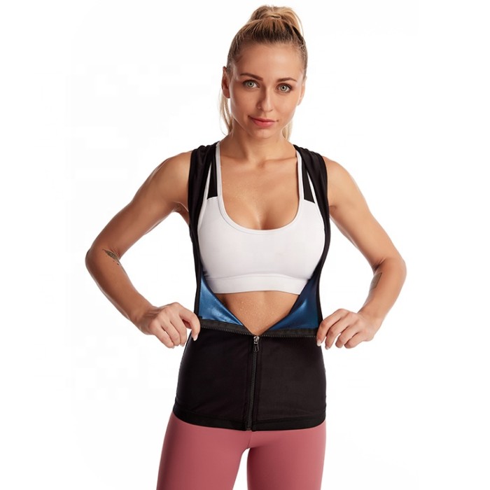 Wholesale Women Sports Zipper Weight Loss Slim Sauna Sweat Vest Tummy Control