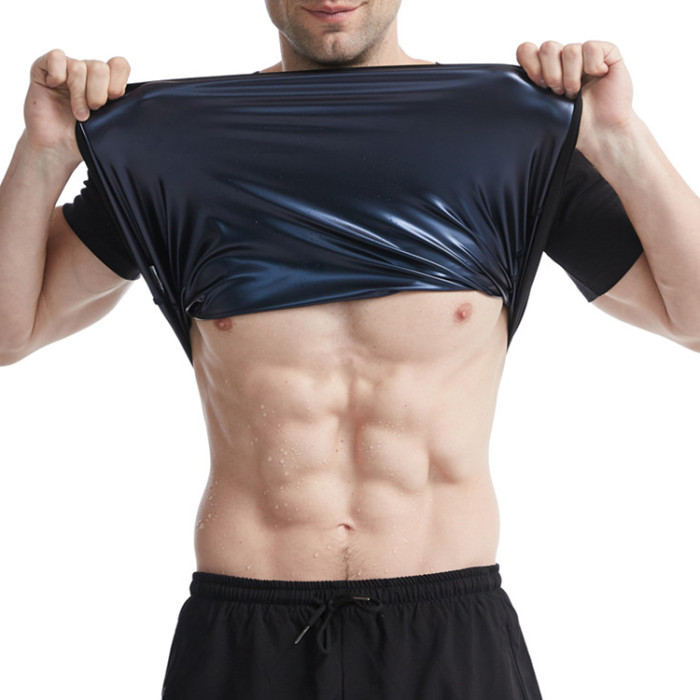 Sweating Slimming Mens Sauna Suit Shirt Fitness Gym Heat Trapping Weight Loss