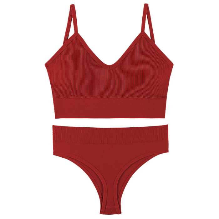 French Style SeamlessPadded Bra Thong Set