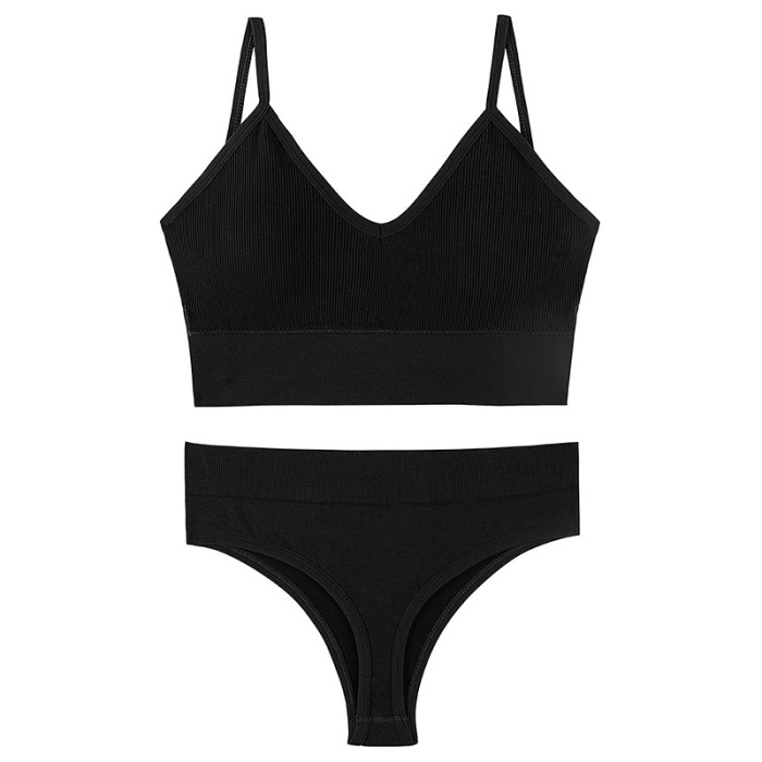 French Style SeamlessPadded Bra Thong Set