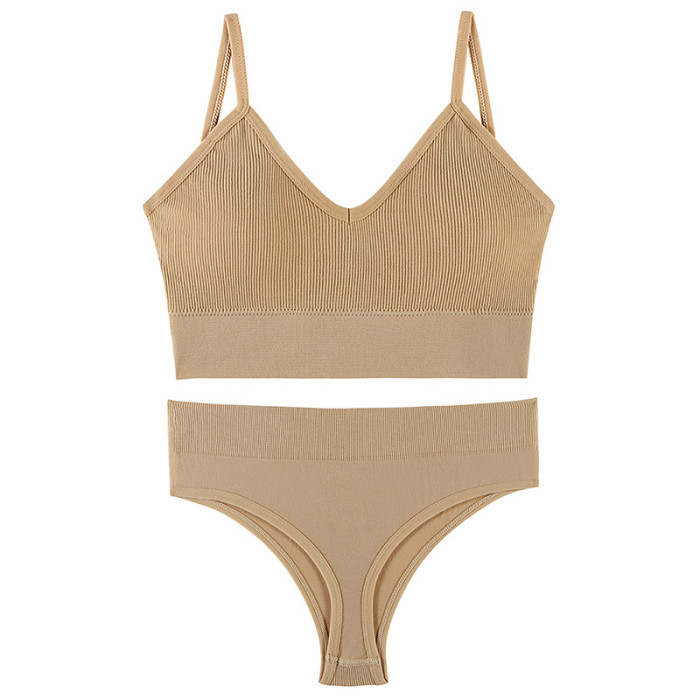 French Style SeamlessPadded Bra Thong Set