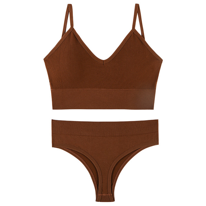 French Style SeamlessPadded Bra Thong Set