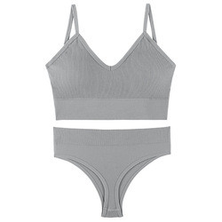 French Style SeamlessPadded Bra Thong Set