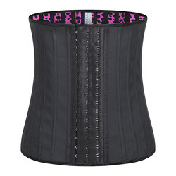 Latex Waist Trainer Shapewear 25 Steel Bone Fajas Corset Leopard Print Tummy Shaper
