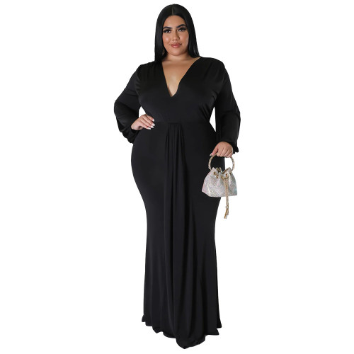 Women Plus Size Fall Maxi Evening Dresses V Neck Online Wholesale Clothing Vendors