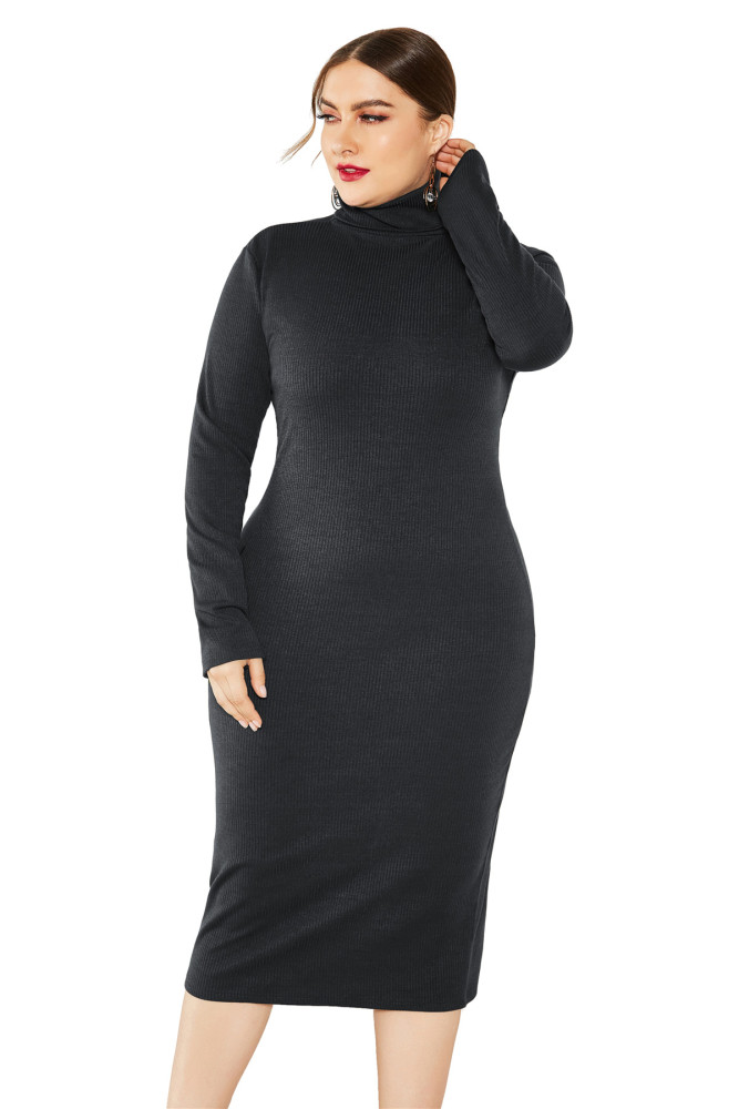 Wholesale Vendors Clothing Plus Size Sweater Knitted Dress Fall Winter Long Sleeve Stretch