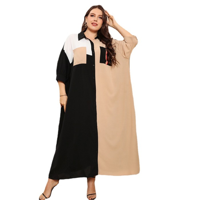 New Arrival Loose Fall T Shirt Dress Plus Size Wholesale Long Sleeve Front Buttons Vendors