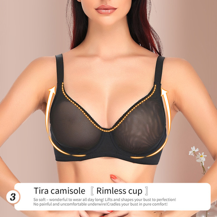 Fat Women Black Bras Large Breast Thin Cups Push Up Custom Underwear for Ladies