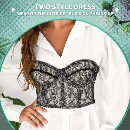 New Wholesale Outwear Corset Bustier Top Support Bra Overbust Lace Waist Cincher