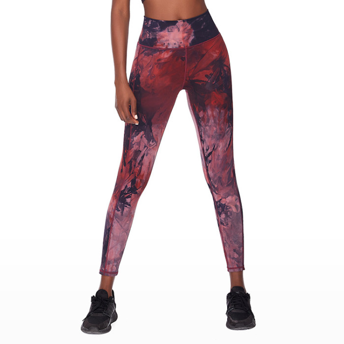 Wholesale Bulk Yoga Pants Tie Dye Print High Rise Sports Leggings Hip Lift Manufacturer